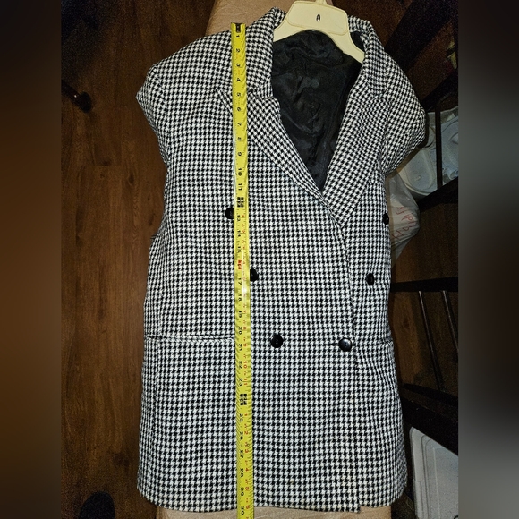 Vintage double breasted houndstooth suit coat with shoulder pads 47 inch chest - Picture 5 of 5